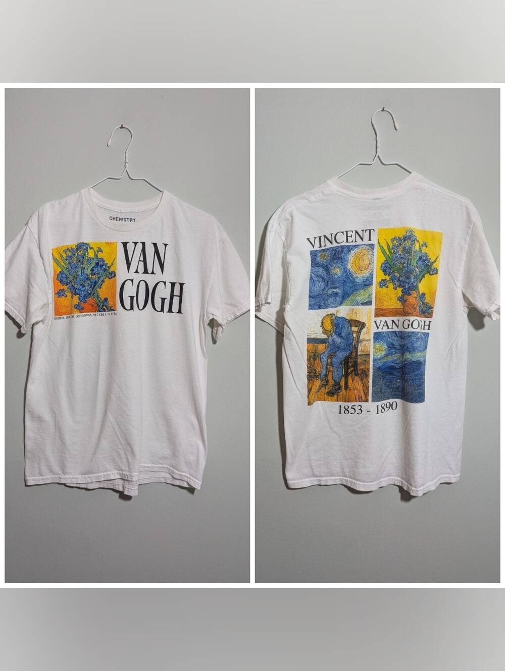 Chemistry Size Medium Vincent Van Gogh Artist T-Shirt Short Sleeve FLAWS
